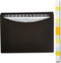 Black A4 expanding file folder with tabbed pockets, closed cover