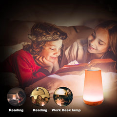 Touch Lamp, Night Light Bedroom Bedside Lamp Dimmable Color Night Lamp with Touch Control Adjustable Brightness Remote Control for Bedroom, Kid's Room and Living Room, USB rechargeable