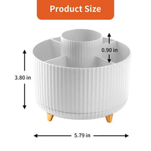 White ribbed pencil holder with 5-slot interior and raised feet, 5.79 in wide