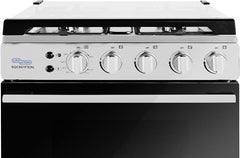 Super General 60x60 Freestanding Gas Cooker SGC601FS(N), 4-Burners, Full Safety, Stainless Steel Hob, Cast Iron Grid, Auto Ignition, Gas Oven with Grill, Rotisserie and Thermostat, 60x60x85cm (WxDxH)