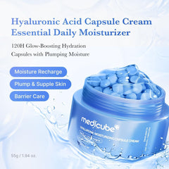 medicube Capsule Cream with Hyaluronic Acid | 120H Lasting Hydration, Barrier Care, Calming Daily Facial Moisturizer | Panthenol & Ceramides | Korean Skincare, 1.94 oz