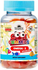 Sunshine Nutrition Cool Gummies Omega3 With DHA/EPA For Kids, 60 Gummies | No Sugar Coating | Natural Flavor | Gluten Free