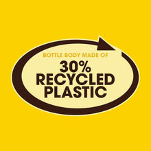 Recycling badge: bottle body made of 30% recycled plastic.