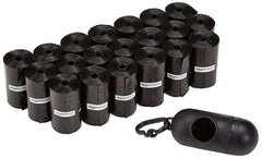 Standard Dog Poop Bags With Dispenser and Leash Clip, Unscented, 300 Count, 20 Pack of 15, Black, 33 x 22.8 centimeters