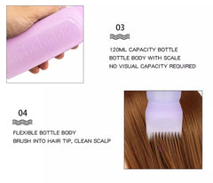 3pcs Hair Dye Bottle,Empty Refillable Hair Dye Bottle Applicators with Graduated Comb,Wash Bottle Shampoo,Root Comb Applicator Bottle for Salon Hair Coloring