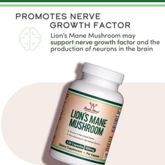 Double Wood Supplements Lions Mane Mushroom - 120 x 500mg Capsules