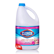 Clorox liquid bleach bottle with blue cap, floral scent, 3.78L