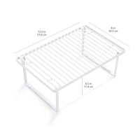 رفوف تخزين مطبخ معدنية قابلة للتكديس، مجموعة من قطعتين - أبيض