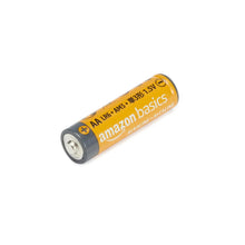 AA alkaline battery, orange body with metal end terminals