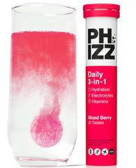 Phizz Electrolytes, Multivitamin & Hydration Tablets - 20 Effervescent Rehydration Electrolyte Tablets - 18 Vitamins & Minerals, Vitamin C, Vegan, Vegetarian & Low Calorie (Mixed Berry)
