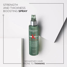 Strength and thickness boosting hair spray bottle, teal with metallic cap