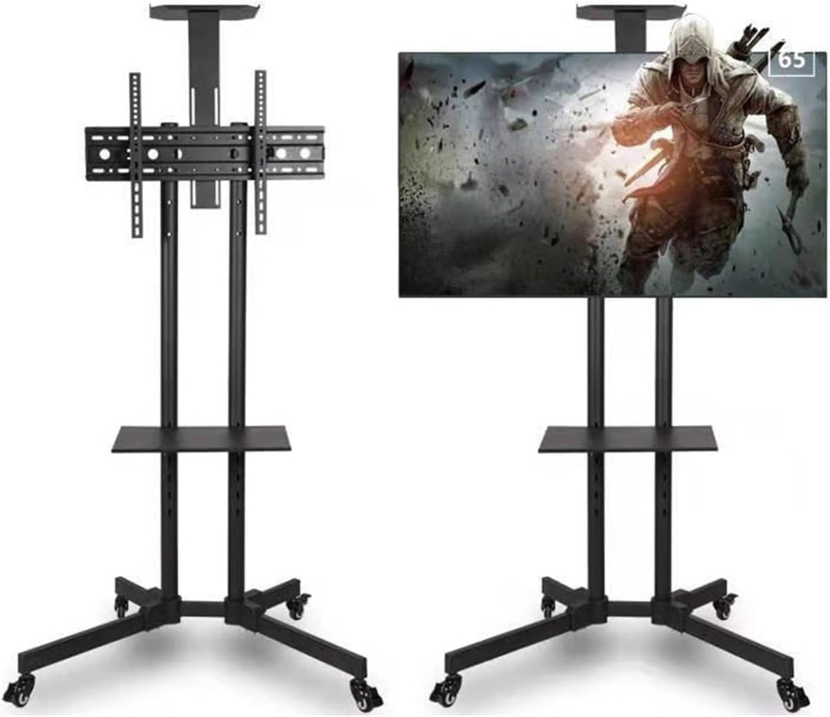 Mobile TV Stand Rolling TV Cart for 32-65 Inch,Height Adjustable Floor TV Stand,Lockable Wheels&Removable Shelf for LCD LED 4K Flat Curved TV,110 lbs,Max VESA 600x400mm,180x76x56cm,Black