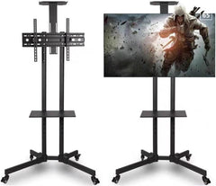 Mobile TV Stand Rolling TV Cart for 32-65 Inch,Height Adjustable Floor TV Stand,Lockable Wheels&Removable Shelf for LCD LED 4K Flat Curved TV,110 lbs,Max VESA 600x400mm,180x76x56cm,Black
