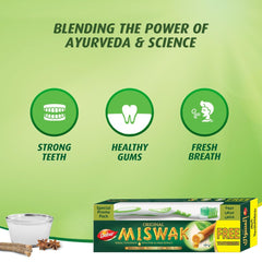 Dabur Original Miswak Toothpaste (190g + Toothbrush) | Formulated With Pure Extracts Of Al Arak | For Healthy Gums & Fresh Breath