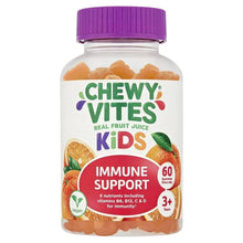 Chewy Vites Kids immune support gummy bottle, purple cap, orange gummies, 60 count label