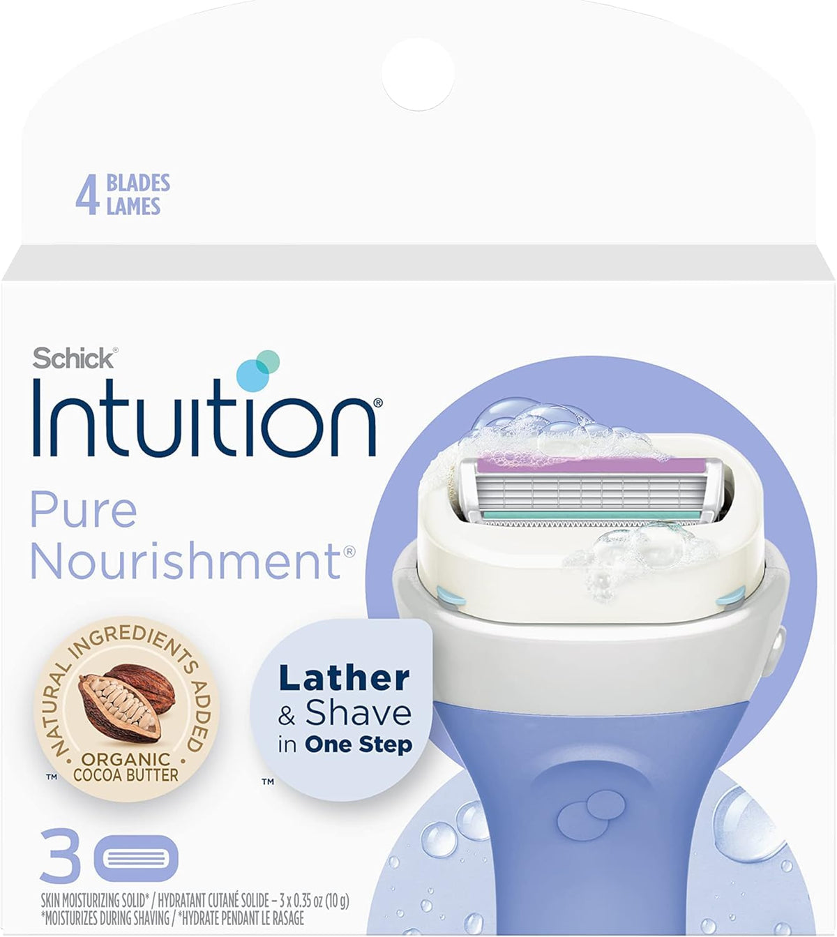 Schick Intuition Pure Nourishment Razor Refill Cartridges for Women, 3 Cartridges