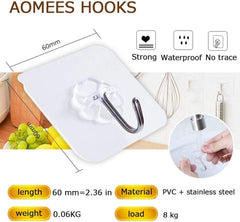 Adhesive Wall Hooks 20 Pcs, Transparent Strong Suction Hooks For Home Kitchen and Bathroom, Heavy Duty Nail Free Sticky Hangers with Hooks Utility Towel Bath Ceiling Hooks, Transparent