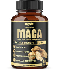 agobi 7in1 Premium Maca Root Capsules with Ashwagandha, Ginseng, Tribulus Terrestris and More Equivalent 8050mg - Natural Energy, Performance and Mood Support - 150 Capsules 5-Month Supply