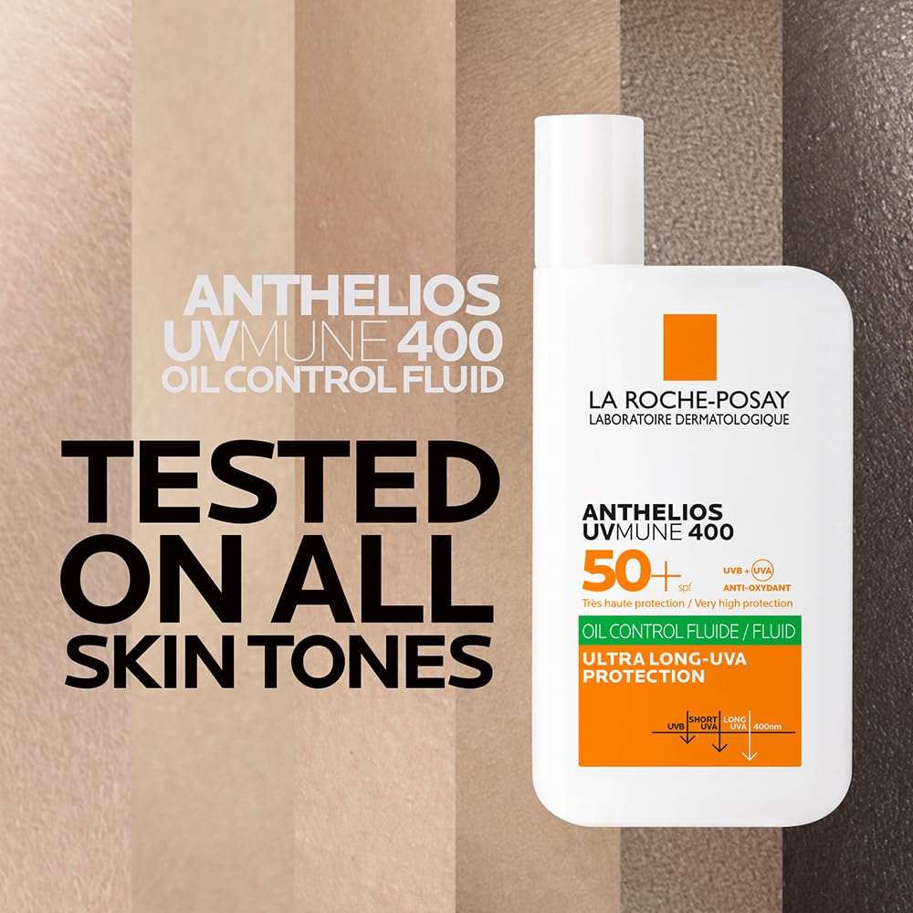 Anthelios UVMune 400 Invisible Oil Control Fluid Sunscreen with SPF 50+ for Oily Skin by La Roche-Posay, 50ml
