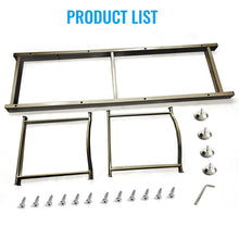 Water bottle storage stand parts kit: metal frames, brackets, screws, and washers