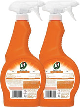 Jif Ultra Fast kitchen cleaner spray bottles, orange with white trigger caps (500 ml, 2-pack)