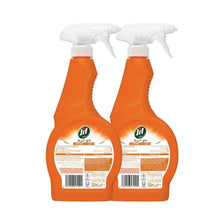 Jif Ultra Fast kitchen cleaner spray 2-pack, orange bottles with back labels and trigger sprayers