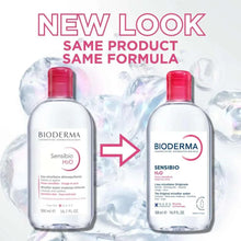 Bioderma Sensibio H2O bottles comparison graphic, new look same formula