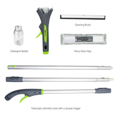 Limpiacristales extensible con pulverizador Amazon Basics, extensión de aluminio, de 1,25 m a 1,75 m