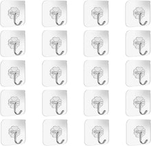 Transparent adhesive wall hook set with chrome metal S hooks, nail-free