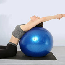 Anti-burst 65cm exercise ball in blue, used for balance exercises