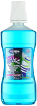 Kids quick-rinse mouthwash bottle, blue, white cap, Beauty Formulas Active