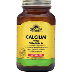 Sunshine Nutrition Calcium With Vitamin D, 100 Tablets | Formulated With Increased Dose Of Vitamin D3 | Gluten Free Supplement