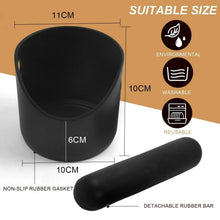 Black coffee grounds bucket with detachable rubber knock bar and non-slip base