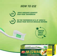 Dabur Original Miswak Toothpaste (190g + Toothbrush) | Formulated With Pure Extracts Of Al Arak | For Healthy Gums & Fresh Breath