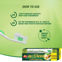 Dabur Original Miswak Toothpaste (190g + Toothbrush) | Formulated With Pure Extracts Of Al Arak | For Healthy Gums & Fresh Breath