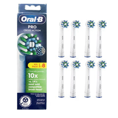 Oral-B Pro Cross Action Electric Toothbrush Head, X-Shape And Angled Bristles for Deeper Plaque Removal, Pack of 8 Toothbrush Heads, White (XXL Pack)