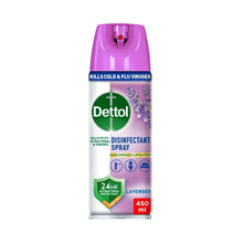 Lavender disinfectant spray bottle with purple cap, 450 ml