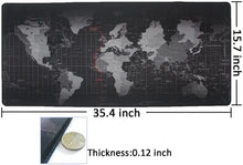 World map gaming mouse pad with thickness 0.12 inch, stitched edges, black rubber backing