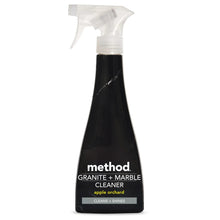 Granite & marble surface cleaner bottle with white trigger sprayer, dark bottle