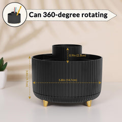 Skydoo 360 Degree Rotating Desk Organizer, Dual-Purpose Desktop Pencil Holder, Rotating Pen Organizer with 5 Slots, Office Supplies, Pen Cup for Office, School and Home