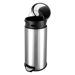 Cubo de basura redondo con pedal de Amazon Basics, acero inoxidable, 30 l