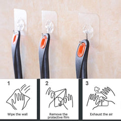 Adhesive Wall Hooks 20 Pcs, Transparent Strong Suction Hooks For Home Kitchen and Bathroom, Heavy Duty Nail Free Sticky Hangers with Hooks Utility Towel Bath Ceiling Hooks, Transparent