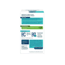 Washing machine cleaner box back panel with usage instructions and details