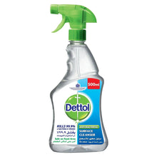 Dettol surface cleanser spray bottle, green trigger, clear 500 ml bottle