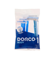 Dorco Single Blade Body Men's Disposable Razors, 3 Count ' 1 Units,Foam Scraper for Beard Shaping,Chromium Ceramic Coating,Solid and Light Plastic Handle