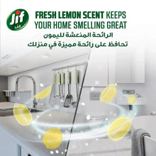 Jif fresh lemon scent cleaning banner with kitchen sink and lemon accents