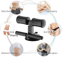 Black foam-handled sit-up assistant with suction base and support bar