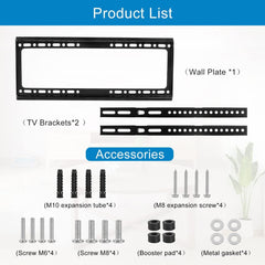 TV Wall Mount 26-63 Inches Ultra Strong Slim Fixed TV Bracket Heavy Duty Ultra Super Strong 50KG TV Wall Mount with Wall Fixing Kit for Flat Curved Screen TV LED LCD OLED and Plasma 50Kg