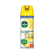 Yellow Dettol citrus disinfectant spray bottle, 450 ml with trigger cap