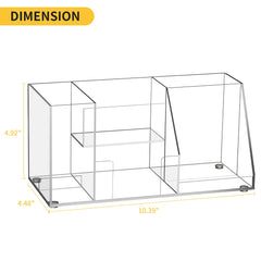 Organizador de escritorio acrílico VITVITI, portalápices transparente para escritorio, 5 compartimentos, soporte para bolígrafos, notas adhesivas y soporte para teléfono, ideal para oficina y útiles escolares.